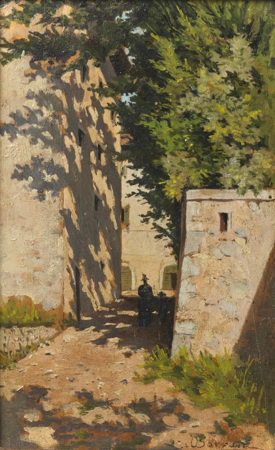 Paesaggio assolato con figure